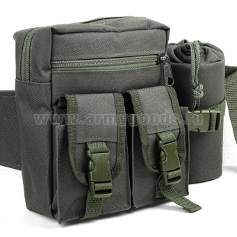 Сумка поясная с чехлом для бутылки оливковая