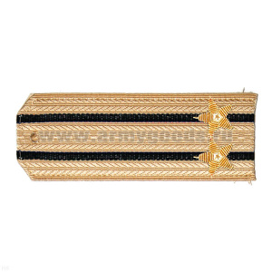 Погоны ВМФ крем. с 2 черн. просв., вышит. канителью (подполковник)