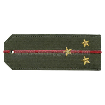 Погоны «машинная вышивка» оливк. (ткань rip-stop) c 1 вышит. красн. просв. с вышитыми звездами (старший лейтенант) на костюм офисный
