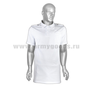 Рубашка поло Полиция (кор рук) нов/обр ТУ 2018 (без триколора, липучек и надписей) белая П/Э