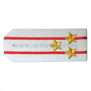 Погоны «машинная вышивка» из рубаш. ткани белые с 2 вышит. красн. просв. с вышит. звездами (полковник)