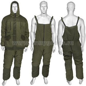 Костюм зим. Горка оливковый с оливк. вставками (флисовый подклад у куртки) 100% хлопок (палаточная ткань)