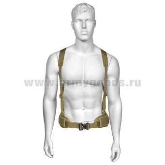 Пояс тактический малый с лямками и мет. пряжкой-"коброй" песочный
