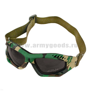Очки защитные 15615320 десантные на резинке кмф woodland (черные фильтры)