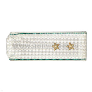 Погоны ПС ст/обр белые с зел. кантом, вышит. канителью (прапорщик)