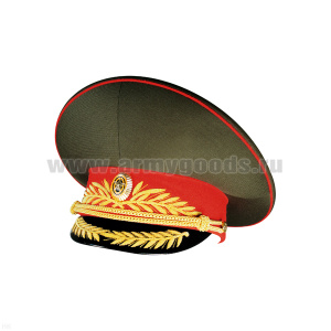 Фуражка Ручная вышивка канитель (3% золото) ВС ген. н/обр (повседневная) КРАСНЫЙ ОКОЛЫШ