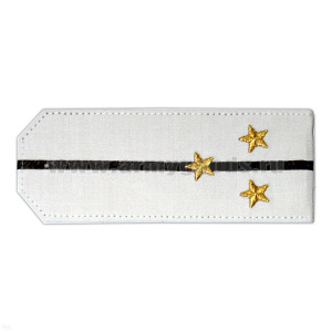 Погоны «машинная вышивка» из рубаш. ткани белые с 1 вышит. черн. просв. с вышит. звездами (ст. лейтенант)