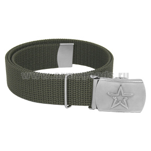 Ремень брючный тесьма (ширина 35 мм) "Юнармии" (пряжка - никель) уставн. (хаки)