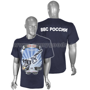 Футболка с рис краской Су-35 ВВС России (темно-синяя)
