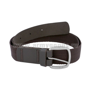 Ремень брючный комбинированный (кожа + стропа п/э) (30 мм) одношпеньковый коричневый