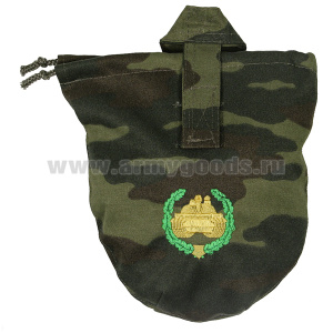 Чехол для фляги армейской (ткань "флора") вышитый Танковые войска (эмблема ст/обр)