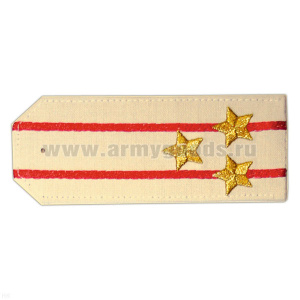 Погоны «машинная вышивка» из рубаш. ткани крем. с 2 вышит. красн. просв. с вышит. звездами (полковник)