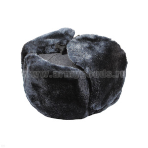 Шапка иск. мех серая с голубым отливом