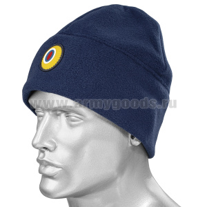 Шапка флисовая (Х) (двойной флис внизу) ДПС синяя с пластизол. кокардой