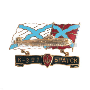 Значок мет. К-391 Братск (серия ПЛ Звери) гор. эм.