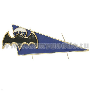 Флажок на берет неуст. (уголок) мет. мал. (голубой с летуч. мышью бол. на  парашюте)