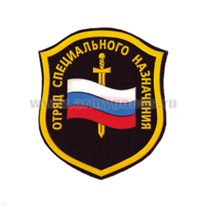 Шеврон пластизолевый Отряд спецназ (щит с флагом и мечом)