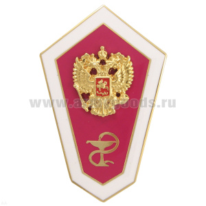 Значок мет. "Гробик" Среднее медицинское образование (с накладкой) в коробочке, гор. эм. (на заколке)