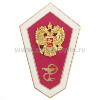 Значок мет. "Гробик" Среднее медицинское образование (с накладкой) в коробочке, гор. эм. (на заколке)