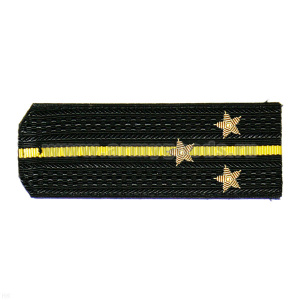 Погоны ВМФ черн. с 1 желтым просв., вышит. канителью (ст. лейтенант)