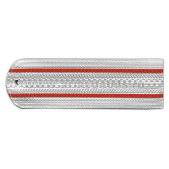 Погоны белые (2 красн. пр) без канта (Полиция на белую рубашку) нов/обр (на пластике)