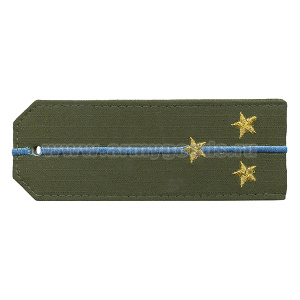 Погоны «машинная вышивка» оливк. (ткань rip-stop) c 1 вышит. голуб. просв. с вышитыми звездами (ст. лейтенант) на костюм офисный