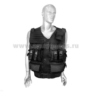 Жилет разгрузочный тактический ОМОН черный (ткань "гретта")