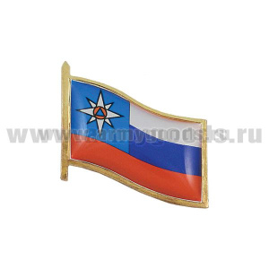 Значок мет. Флажок МЧС представительский, заливка смолой, на пимсе