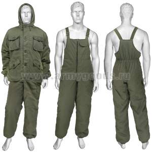 Костюм зим. "Черная пантера" оливковый (ткань "Rip-Stop") флисовый подклад у куртки