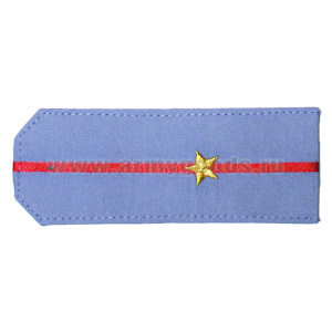 Погоны «машинная вышивка» из рубаш. ткани серо-голуб. с 1 вышит. красн. просв. с вышитой звездой (мл. лейтенант)