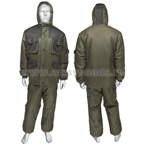 Костюм зим. Горка оливково-коричневый (фольгированный подклад у куртки) ткань "Алова" 100 % полиэстер