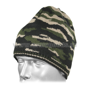 Шапка вязаная п/ш без отворота кмф зеленая