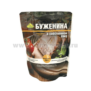 Консервы обеденные Буженина из свинины в собственном соку (250 г) (готовое блюдо в фольге)