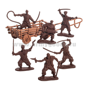 Набор игрушек пластмассовых "Запорожские казаки" (фигурки 6 шт, телега) арт. 12085