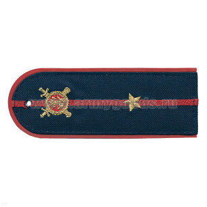 Погоны «машинная вышивка» из рубаш. ткани Полиция темно-синие с вышит. эмблемой (младший лейтенант) пластик