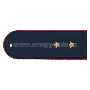 Погоны «машинная вышивка» из рубаш. ткани Полиция темно-синие с вышит. красн. кантом и звездами(прапорщик)