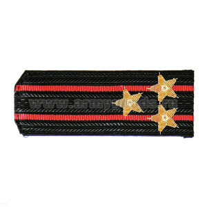 Погоны черн. с 2 красн. просв., вышит. канителью (полковник)