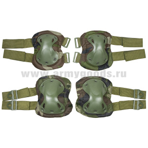 Комплект защитный (наколенники и налокотники жесткие) зел кмф. (Тур.)