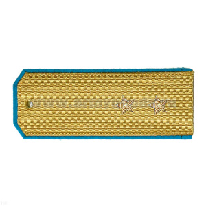 Погоны парадные золотые (шелк) с голуб. кантом, вышит. канителью (прапорщик)