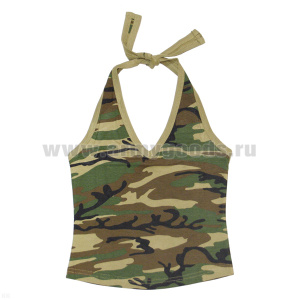 Майка женская на завязках через шею кмф зел.