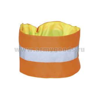 Повязка на рукав сигнальная двухсторонняя (оранжевая/желтая) на резинке