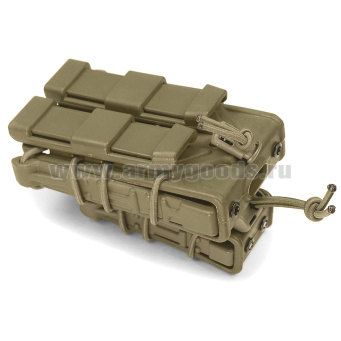 Подсумок тактический под 2 магазина: АК + Пистолет Ярыгина (ПЯ) ударопрочный полиамид с резинками (песочный)