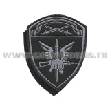 Шеврон вышит. Росгвардия Северо-Западный ВО (Спецназ, ОМОН, СОБР) фон черный, вышивка серая (на липучке)
