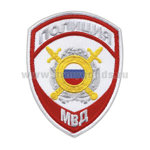 Шеврон вышит. Полиция МВД Охрана общественного порядка нов/обр (приказ №777 от 17.11.20) белый