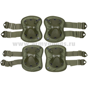 Комплект защитный (наколенники и налокотники жесткие) оливк. (Тур.)