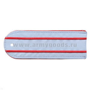 Погоны из рубаш. ткани бледно-голубые с красн. кантом и 2 вышит. красн. пр. (Полиция) на рубашку