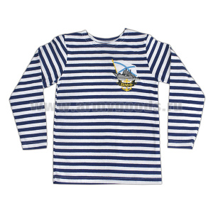 Тельняшка лет. синяя с вышивкой на груди ВМФ (корабль) детская