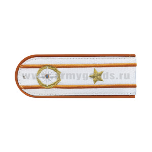 Погоны «машинная вышивка» из рубаш. ткани МЧС белые с вышит. эмблемой (майор) пластик