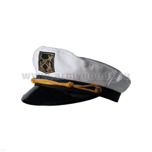 Фуражка сувенирная капитанка белая с вышитой кокардой: два якоря/якорь в венке (эмбл. по наличию на складе)