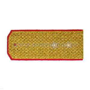 Погоны парадные золотые (металлиз.) с красн. кантом, вышит. канителью (прапорщик)